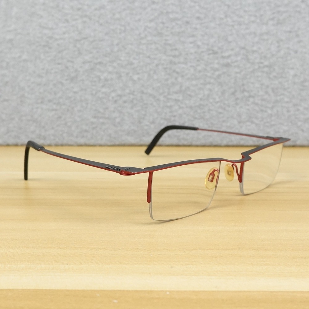 Theo Agria 283 Titanium Half-Rim Eyeglasses Frame Red/Black Belgium 42-17-130